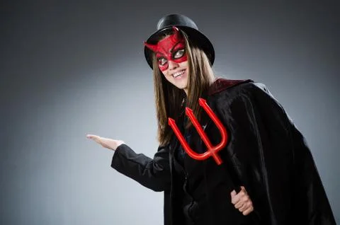Funny devil in halloween concept Stock Photos
