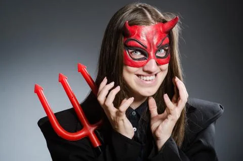 Funny devil in halloween concept Stock Photos