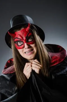 Funny devil in halloween concept 스톡 사진