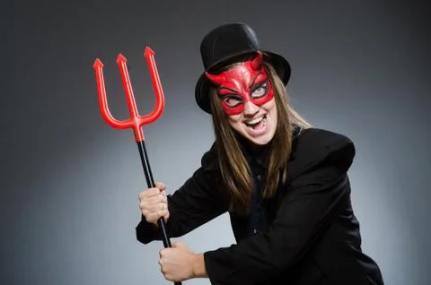Funny devil in halloween concept Stock Photos