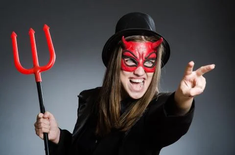 Funny devil in halloween concept Stock Photos