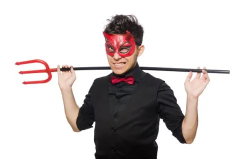 Funny devil isolated on the white background Stock Photos