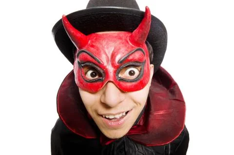 Funny devil isolated on the white background Stock Photos