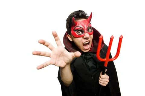 Funny devil isolated on the white background Stock Photos