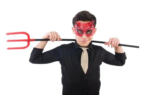 Funny devil isolated on the white background Stock Photos