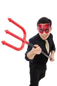 Funny devil isolated on the white background Stock Photos