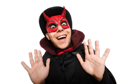 Funny devil isolated on the white background Stock Photos