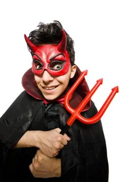 Funny devil isolated on the white background Stock Photos