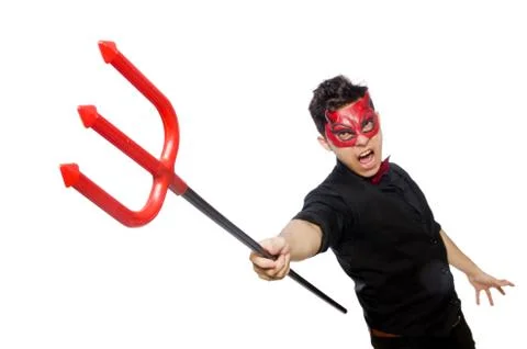 Funny devil isolated on the white background Stock Photos