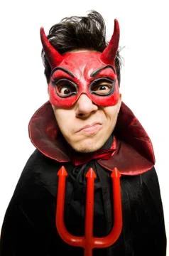 Funny devil isolated on the white background Stock Photos