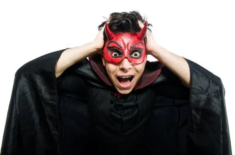 Funny devil isolated on the white background Stock Photos
