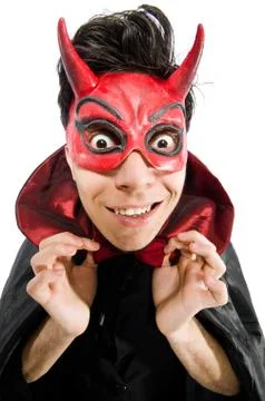 Funny devil isolated on the white background Stock Photos