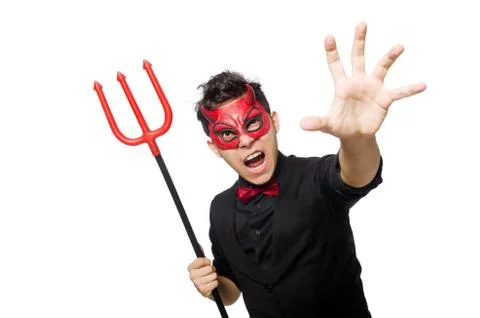 Funny devil isolated on the white background Stock Photos