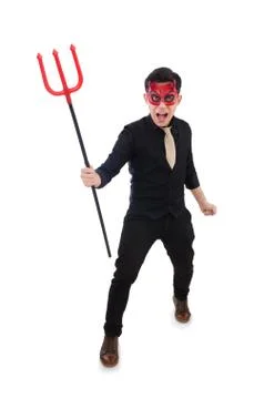 Funny devil isolated on the white background Stock Photos