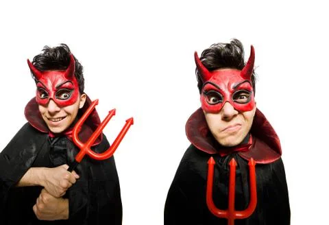Funny devil isolated on the white background 스톡 사진