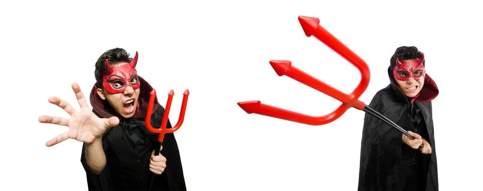 Funny devil isolated on the white background 스톡 사진