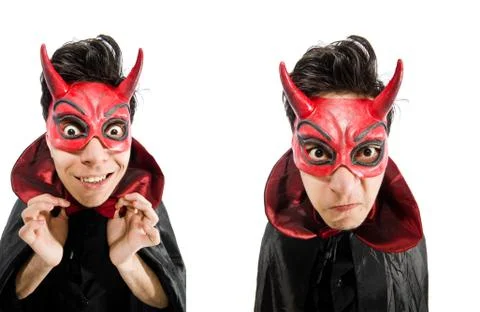 Funny devil isolated on the white background Stock Photos