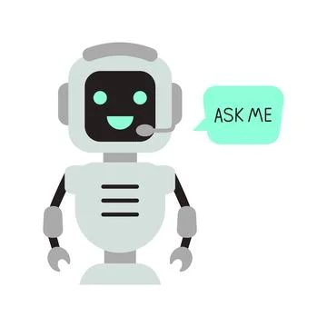 Funny digital advisor avatar to help the customer or robot operator say ask me Stock Illustration