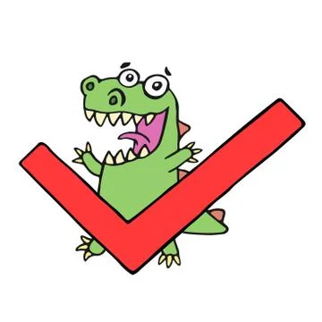 Funny dinosaur and tick. Vector illustration. Stock Illustration