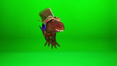 Funny Dinosaur Dance on Chroma Key Asset Stock Footage 319743077