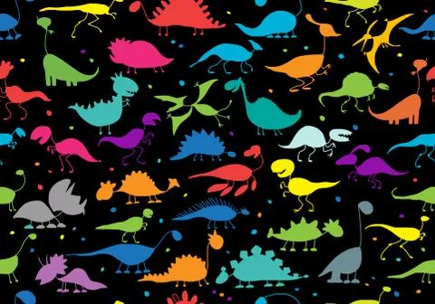 Funny dinosaurs, seamless pattern for your design Stock Illustration