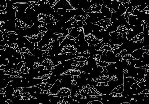 Funny dinosaurs, seamless pattern for your design Stock Illustration