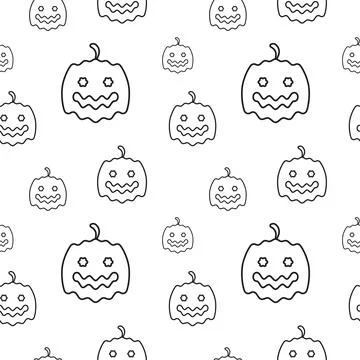 Funny Dizzy Pumkins texture vector illustration. Seamless pattern design te.. 스톡 일러스트
