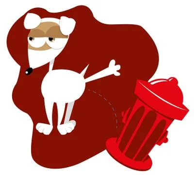 Funny dog and fire hydrant Stock Illustration