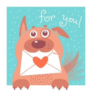 Funny dog brought the envelope. Vector illustration Stock Illustration