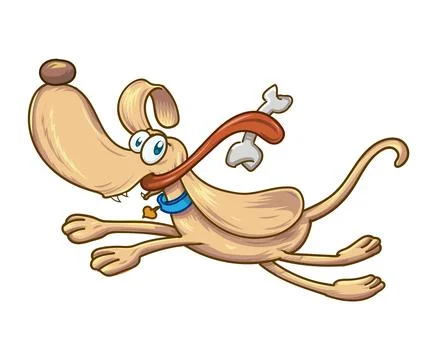 Funny dog jumps with the bone Stockillustratie
