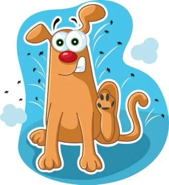 Funny Dog Scratching Fleas Vector Cartoon Stock-Illustration