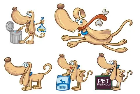 Funny  Dog  set in different poses. Collection isolated   in cartoon style... Stockillustratie