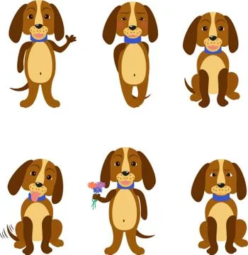 Funny dogs set Illustrazione stock