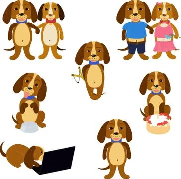 Funny dogs set Stock Illustration