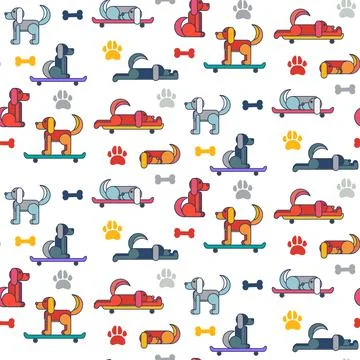 Funny dogs vector seamless pattern cartoon wallpaper イラスト素材