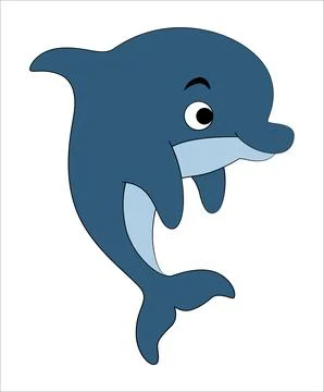 Funny dolphin fish on white background Stock Illustration