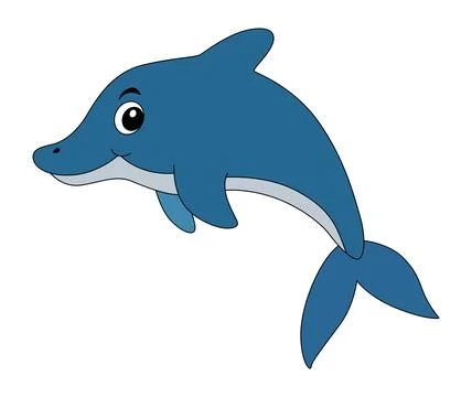 Funny dolphin fish on white background Stock Illustration