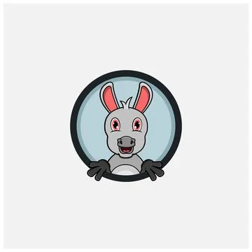 Funny Donkey Head Character Design. Perfect For Logo, Label, Template and Ico Stock Illustration