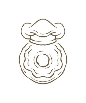A Funny Donut Character In A Chef Hat Hand Drawn Vector Graphic Illustration Stock Illustration