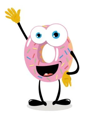 Funny Donut Saying hello Stock Illustration