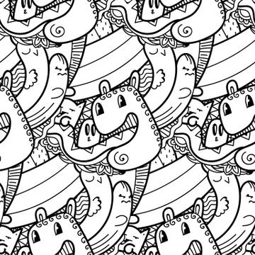 Funny doodle monsters seamless pattern for prints, designs and coloring books Stock Illustration