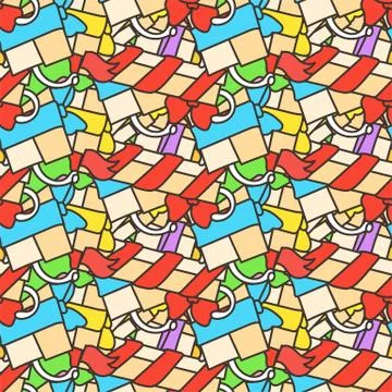 Funny doodle seamless pattern with gift boxes. Cute for prints, cards, design Stock Illustration