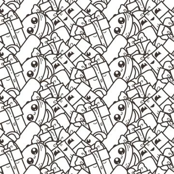Funny doodle seamless pattern with gift boxes. Cute for prints, cards, design Stock Illustration