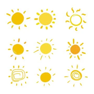 Funny doodle sun set. Stock Illustration