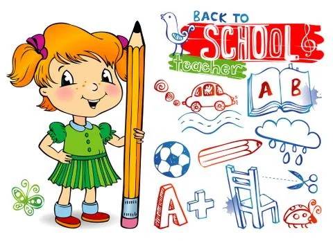 Funny doodles - Back to school Stock Illustration