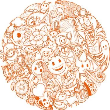 Funny doodles background Stock Illustration