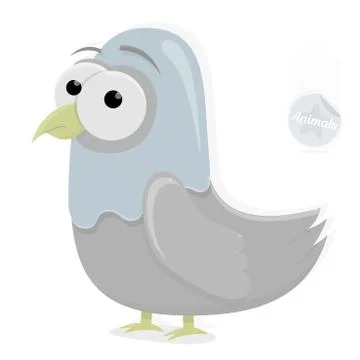 Funny dove character on a white background. Cartoon animals for animation or Stock Illustration