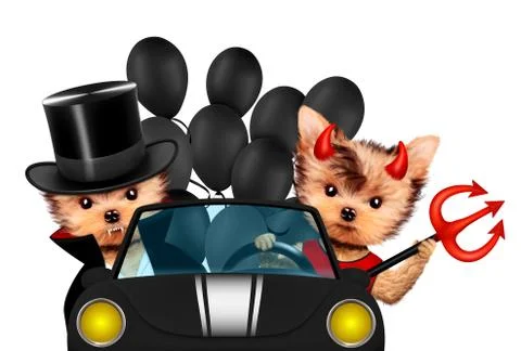 Funny Dracula and Devil. Halloween and Dead day Stock Illustration