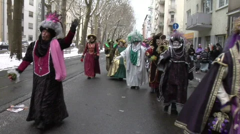 Funny dressed up crowd at parade Stock Footage 648387