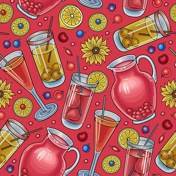 Funny drinks seamless pattern. Stock Illustration